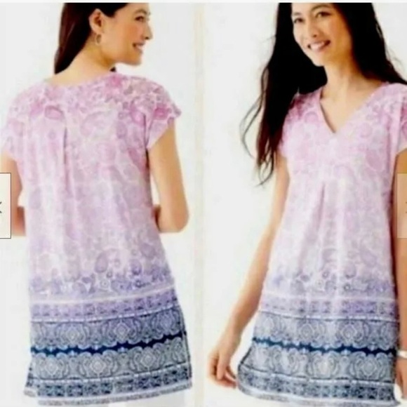 J.Jill Love Linen Ombré Paisley Split Side Tunic Shirt - Picture 1 of 9
